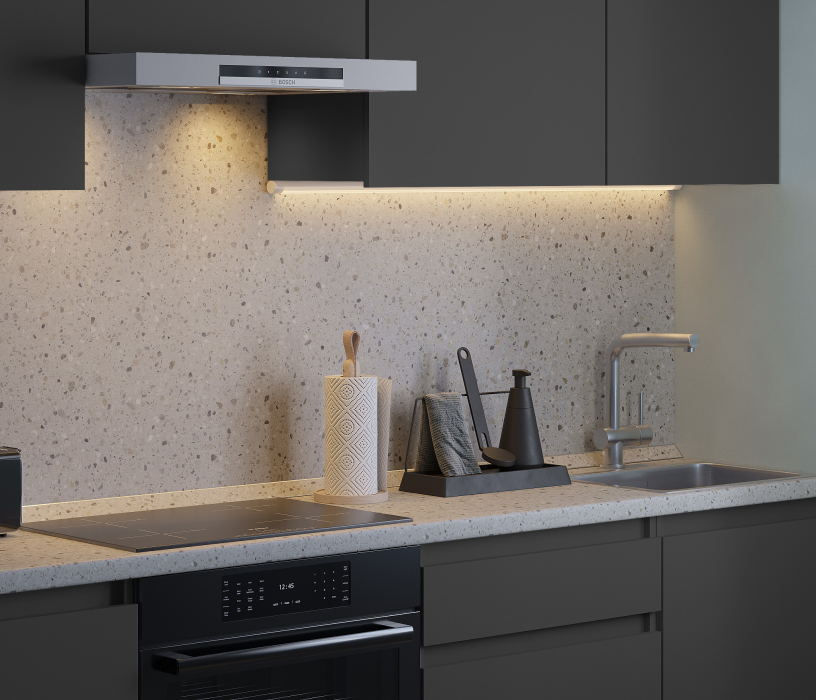 Кухонные гарнитуры, Кухонный гарнитур Леон прямой 210 см, диамант серый