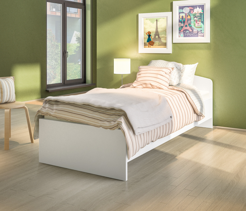 Кровати одноярусные, Кровать Кито СБ-2227 (800) Белый с основанием