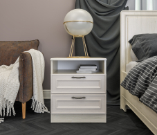Прикроватные тумбы, Тумба Гранд / Ливерпуль СБ-3514 Дуб Приморский Белый/МДФ Классика Светлый