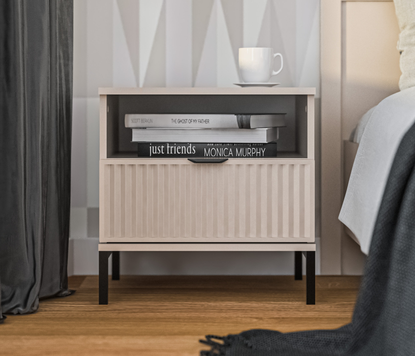 Прикроватные тумбы, Тумба прикроватная Турин СБ-3575 Кашемир серый/МДФ Кашемир