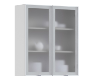 Регина РП-180 Полка Белый/Витрина алюминий Белый глянец/стекло Сатин