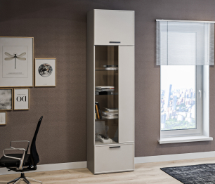 Шкаф-витрина Милан СБ-3256 Серый/МДФ Светло серый