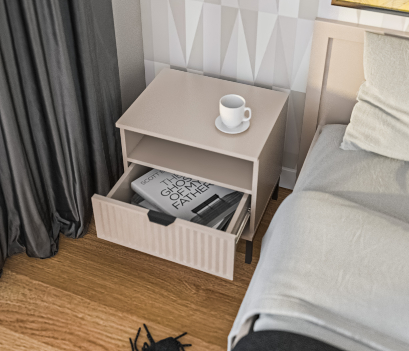 Прикроватные тумбы, Тумба прикроватная Турин СБ-3575 Кашемир серый/МДФ Кашемир