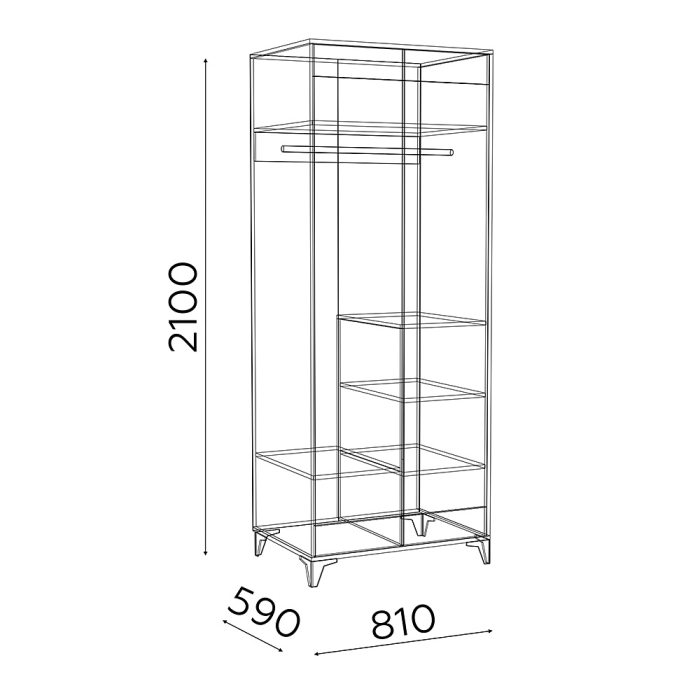 Для одежды, Шкаф двухдверный Гринвич мод. 8, авелано, белый, темно-серый