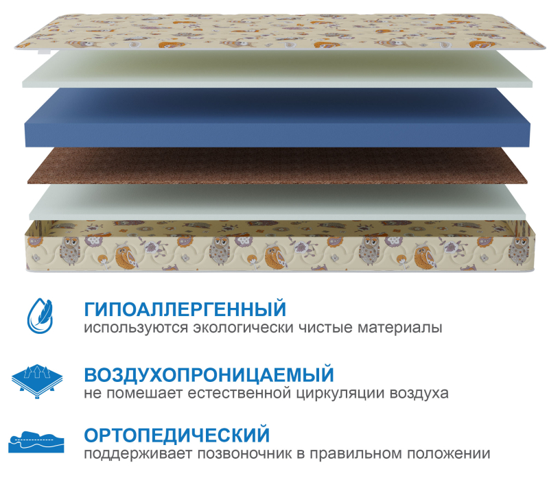 900 x 2000, Матрас Здоровый сон-Мишутка 900х2000