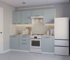 Кухонные гарнитуры, Кухонный гарнитур Регина Белый/МДФ Modern Серый 2,4 м