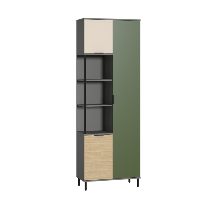 Стеллажи, Шкаф комбинированный Марвэл 13.22, темно-серый, сатин, плэйн, дымчатый зеленый