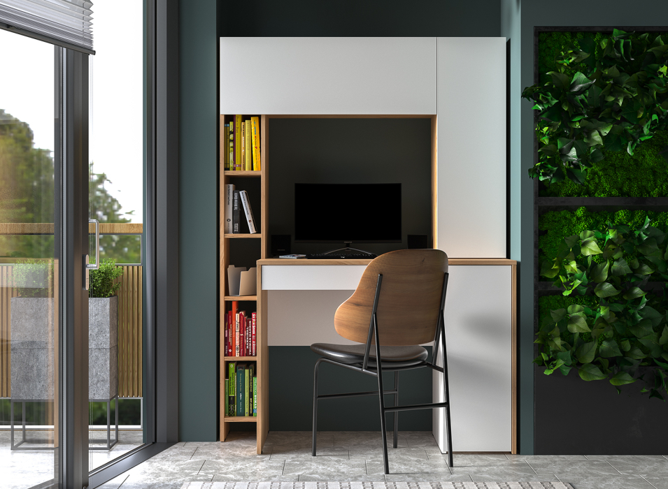 Прямые компьютерные столы, Стол компьютерный Комфорт 12.71, дуб золотой крафт, белая аляска