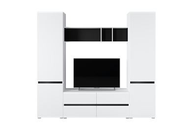 Шкаф Сидней 13.200, белый премиум, черный, белый глянец