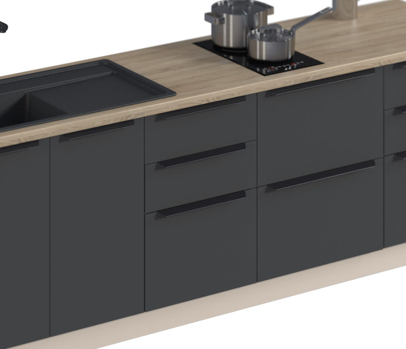 Кухни, Кухонный гарнитур ЛОФТ Регина Песочный/Диамант серый, Дуб дикий 2,4 м