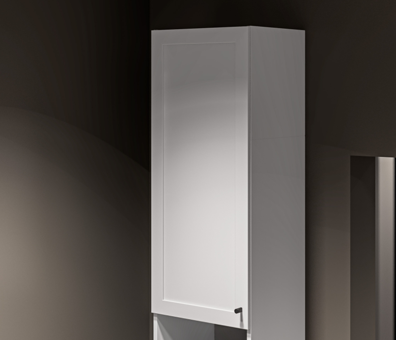 Прямые, Стеллаж Твин СБ-3372 Белый с глухим фасадом и открытой полкой