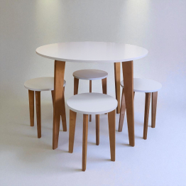 Стол ВМЕСТЕ Шато, D 900, табуреты 4 шт