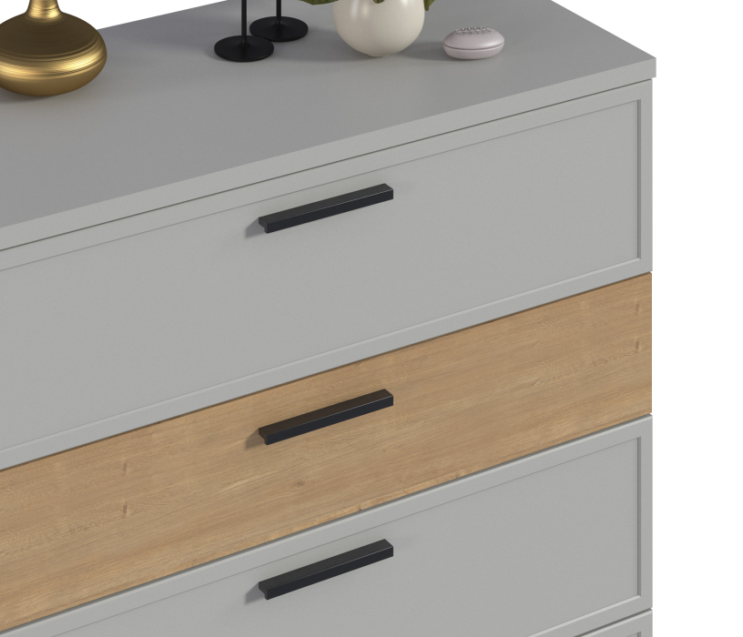Комоды, Комод Милан СБ-3296 Серый/Дуб Гамильтон,МДФ Светло серый
