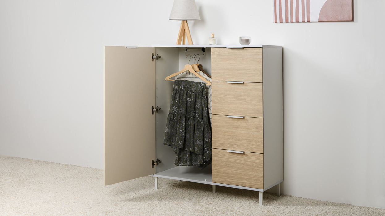 Детские комоды, Комод Марвэл 16.234.01, белая шагрень, сатин, плэйн