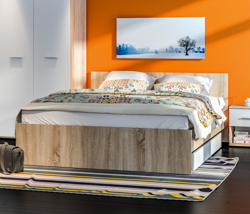 Двуспальные, Кровать Мамбо СБ-2679 1600 с ортопед. основанием и матрасом Фиеста