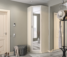 Для одежды, Шкаф угловой Гранд / Ливерпуль СБ-3507 Дуб Приморский Белый/МДФ Классика Светлый