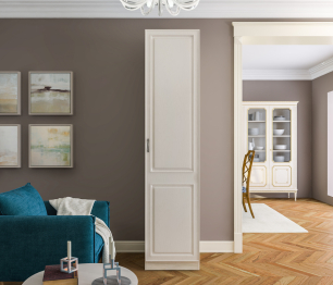 Шкаф 1 дверный Гранд / Ливерпуль СБ-3510 Дуб Приморский Белый/МДФ Классика Светлый