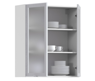 Регина РП-180 Полка Белый/Витрина алюминий Белый глянец/стекло Сатин